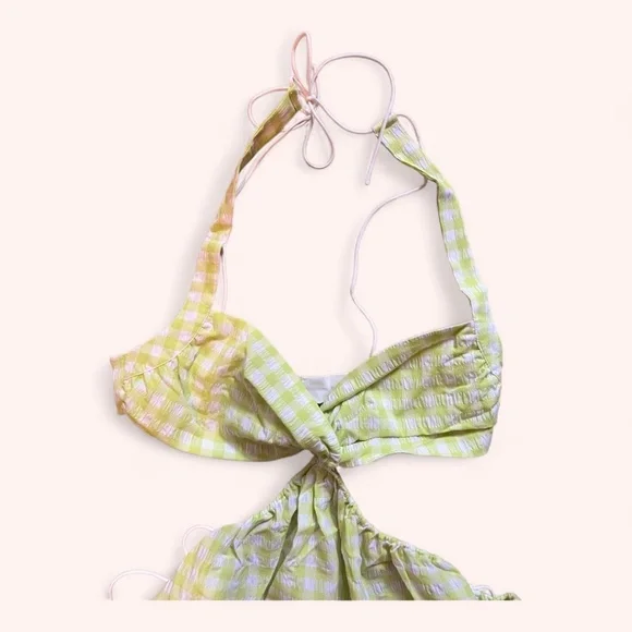 slim fit dress slacks Love Found Olive Gingham Tiered Midi Dress, Medium - The Mint Julep Boutique main image 1